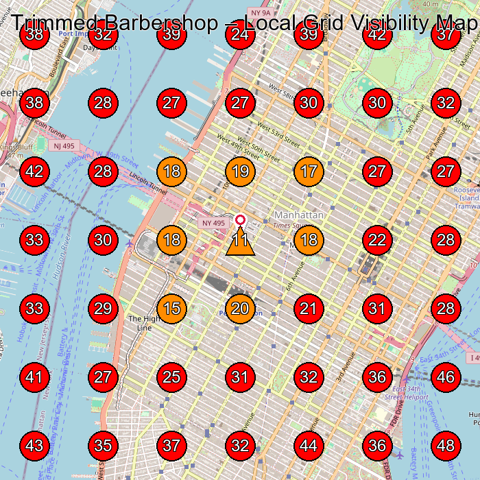 Trimmed Barbershop GeoGrid visibility map for Barber Shop in New York